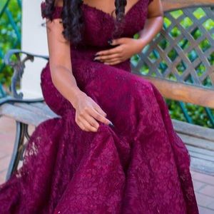 Beaded, lace, mermaid prom dress. Worn once.